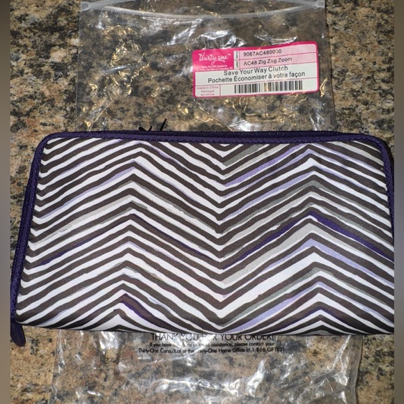 Thirty-One Coupon Save Your Way Clutch Zig Zag Zoom Envelope System New Purple - Picture 1 of 6